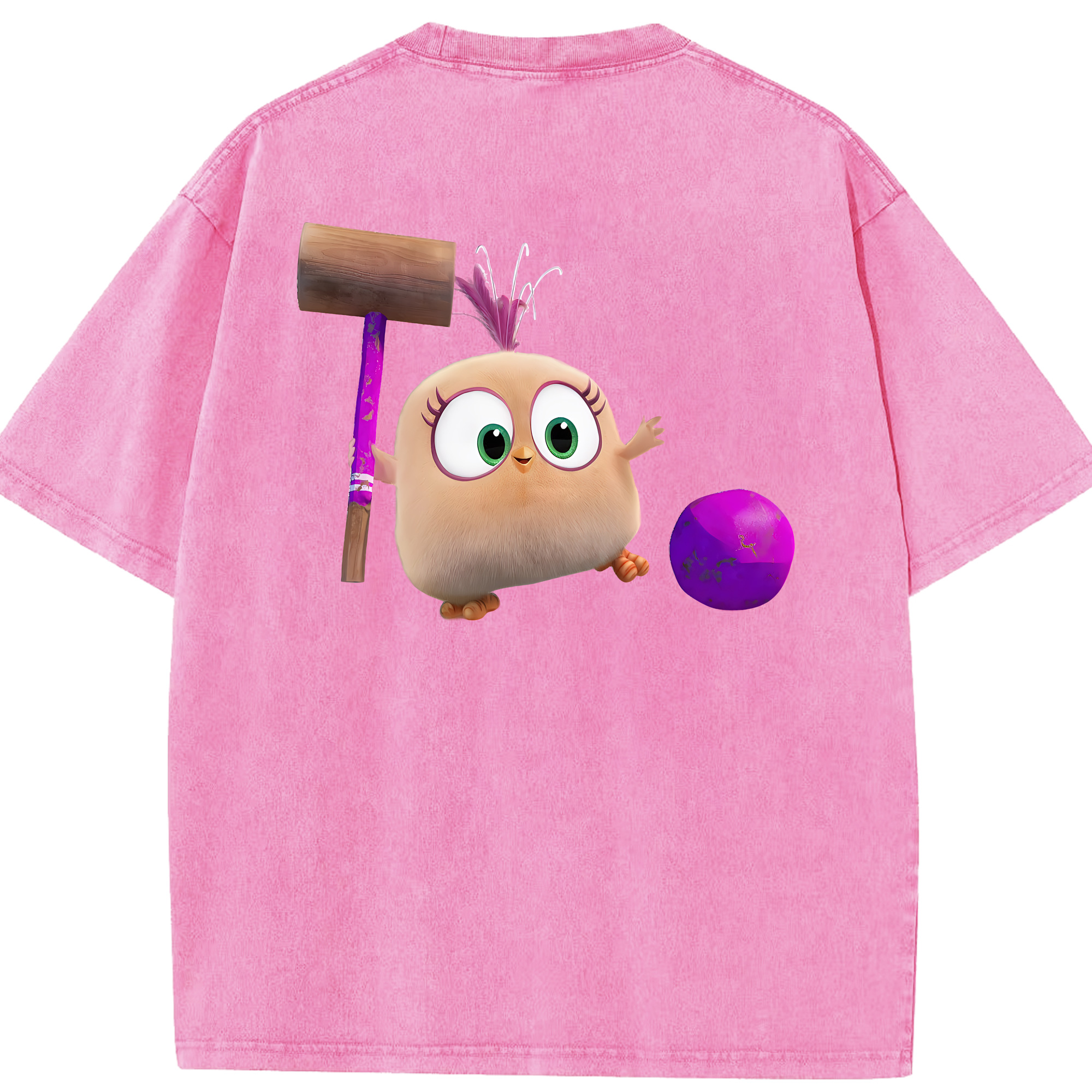 （画像用） Angry Birds アングリーバード 綿100% ヴィンテージ風 半袖Tシャツ（背面プリント）